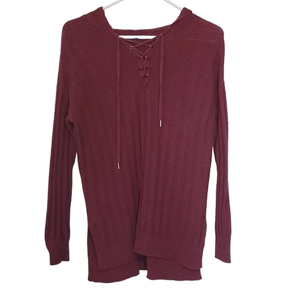 7153 * American Eagle Outfitters Pull Over Sweater Hoodie Burgundy Size S